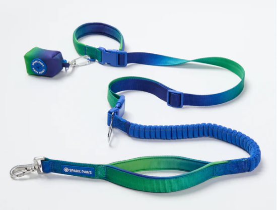 Multipurpose Handsfree Leash, Seatbelt and Poop Bag Holder-Lime Wave