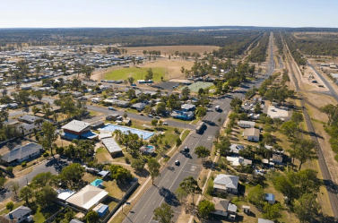An Aerial View of A Small Town— Brown & Co Finance in Miles, QLD