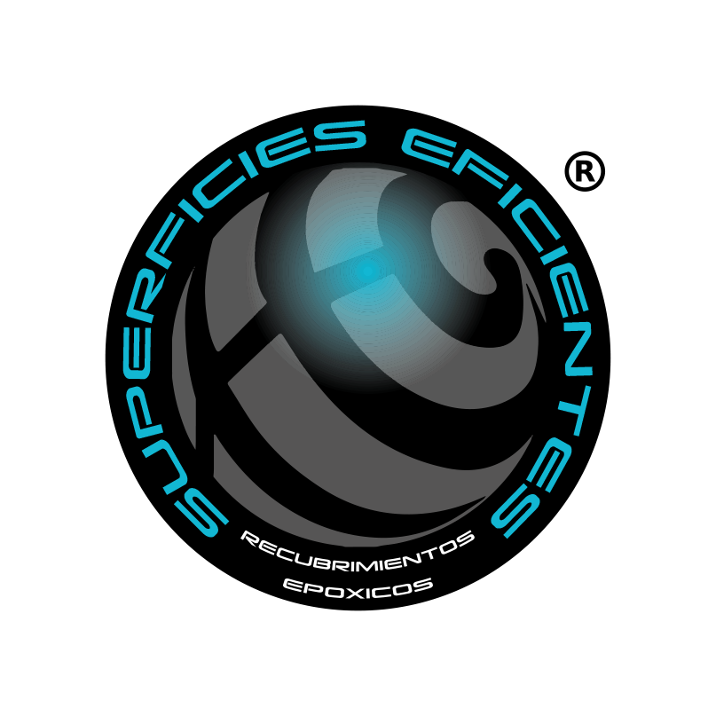 Logotipo circular con esfera abstracta negra y gris, texto cian