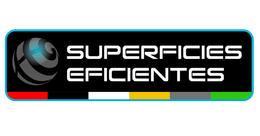 Logo for Superficies Eficientes featuring a globe icon and the text "Mantenimiento industrial: pisos, techos y estructuras."