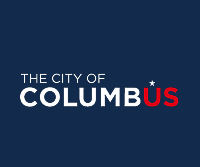 The City of Columbus logo on a navy background with white text and a red star over the “U.”
