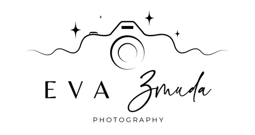 Logo for Eva Zmuda Photography: camera icon with cursive name,