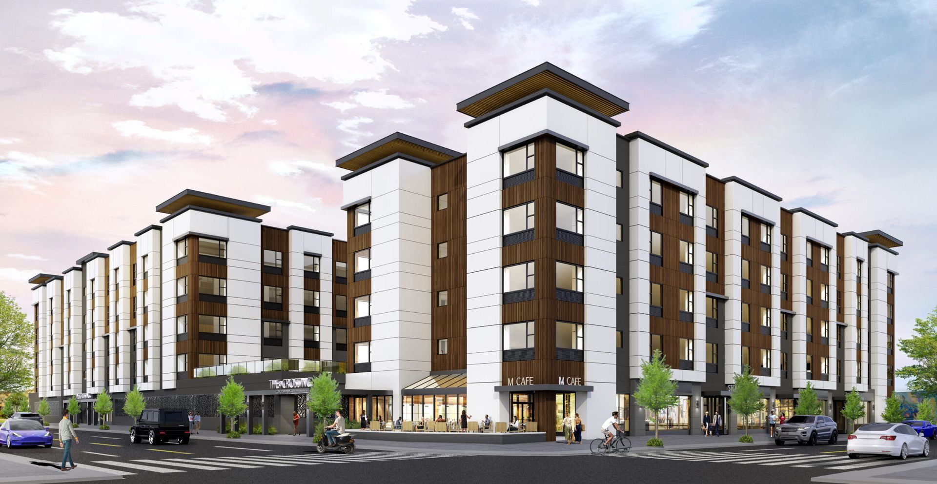 Exterior rendering of 305 Lakeview Apartments luxury building at the corner of Pennsylvania Ave, Paterson NJ