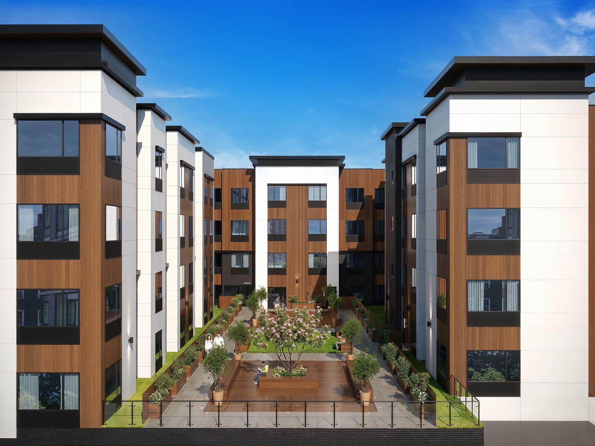 Landscaped elevated courtyard at 305 Lakeview Apartments, 305 Pennsylvania Ave, Paterson NJ