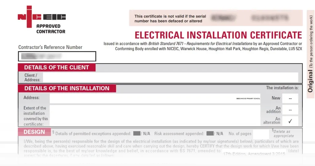  Electrical Installation Condition Reports (EICR)