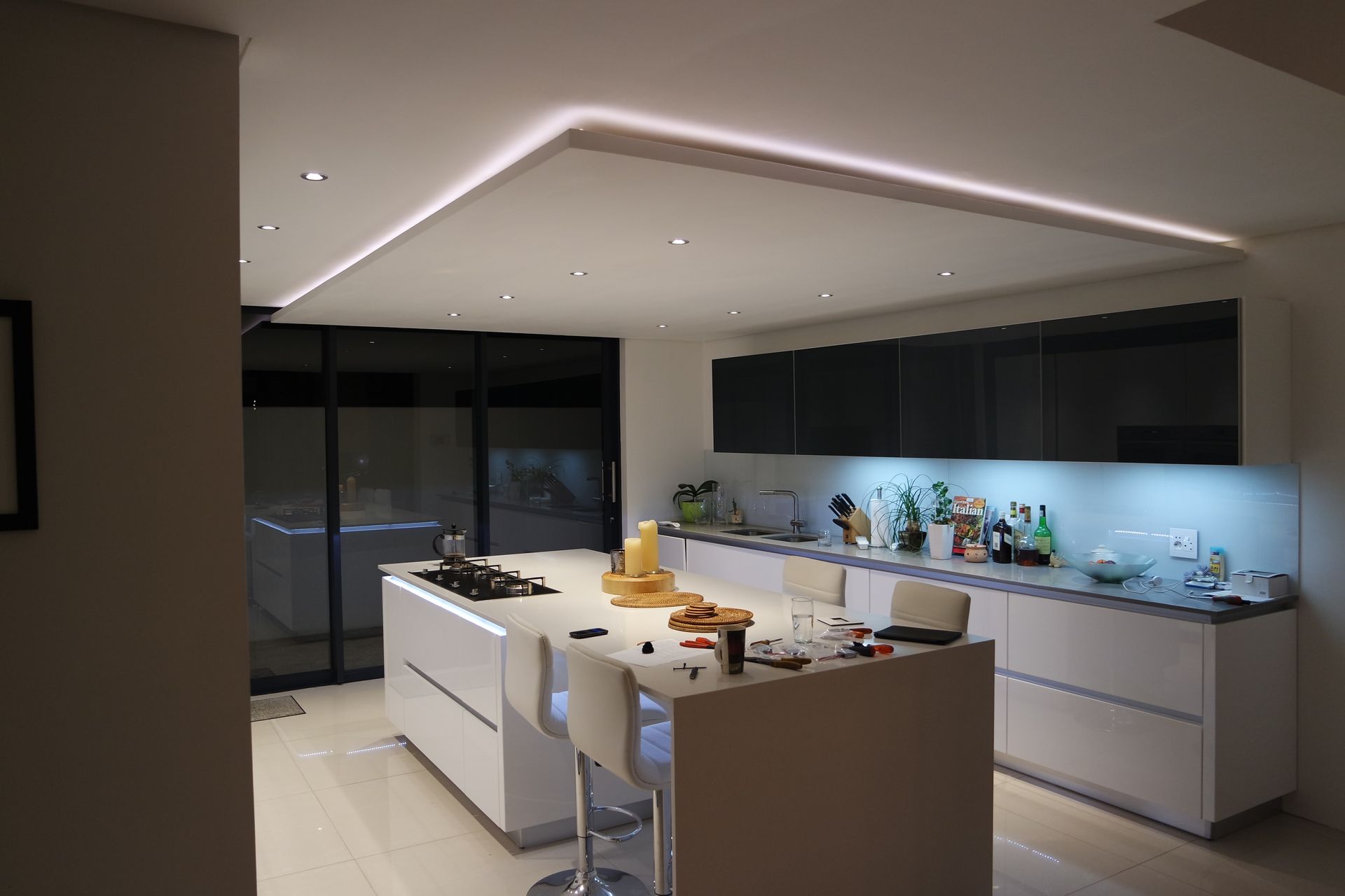 Upgraded kitchen wiring with modern sockets and lighting in Sussex