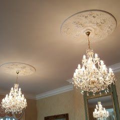 Chandeliers installed