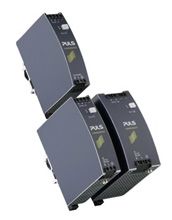 Three black industrial control modules stacked on a white background.