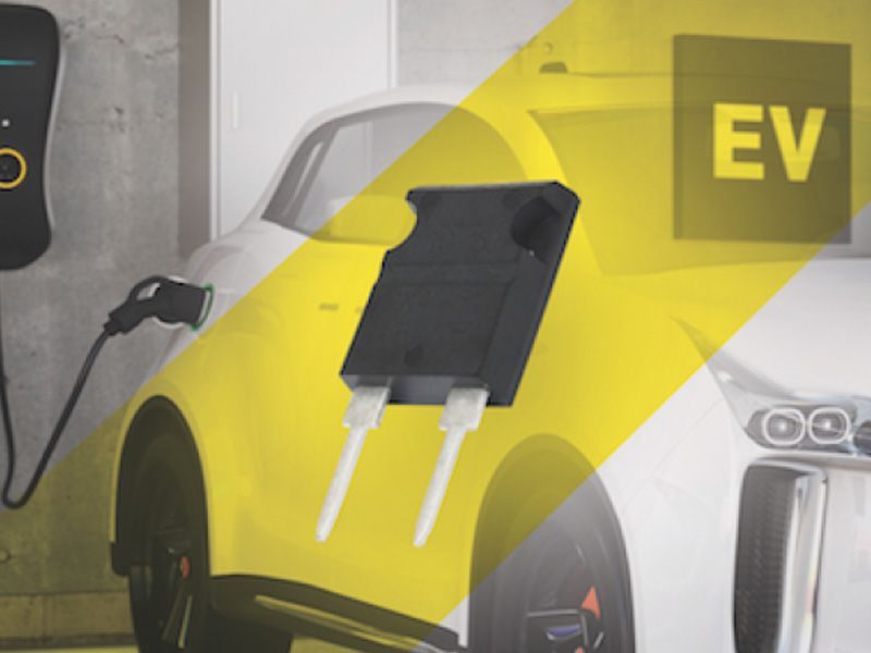 Electric car charging at a station, with a yellow EV overlay highlighting the vehicle and charger.