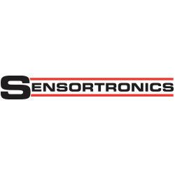 Sensortronics logo in black and red on a white background