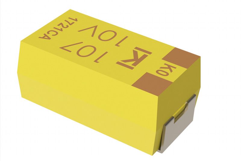 Yellow battery box labeled “107/10V” on a white background