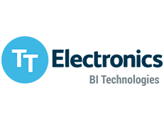 TT Electronics BI Technologies logo with blue circle and black-gray text