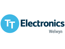 TT Electronics Welwyn logo with a blue circle and white “TT” beside dark blue text