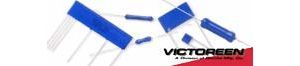 Blue and white electronic components with the Victoren logo on a white background