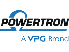 Powertron logo in black and blue with the text “A VPG Brand”