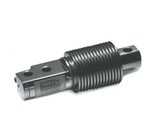 Metal bellows coupling with flanged ends and bolt holes, shown on a white background