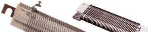 Two metal combs or hair clipper guards, one silver and one dark brown, shown side by side.