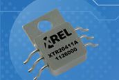 Gray REL electronic relay component with blue accent on a blue background