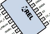 Close-up of a microchip labeled “KREL” on a circuit board with pin labels visible