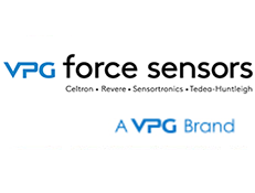 VPG Force Sensors logo with blue and black text, plus “A VPG Brand” tagline.