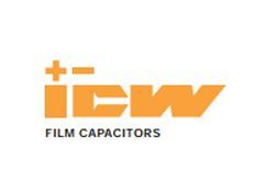 ICW Film Capacitors logo in orange text with plus and minus symbols above it