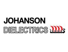 Johanson Dielectrics logo with black text and red wave graphic on white background