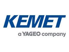 KEMET logo in blue with gray text “a YAGEO company” underneath
