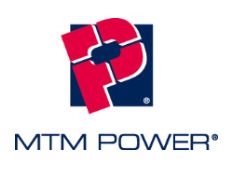 MTM Power logo with red stylized “P” on a blue square above black text.