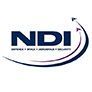 NDI logo in dark blue with a curved swoosh on a white background