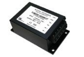 Black rectangular electronic module with mounting bracket and white label, shown on a plain background