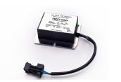 Black electronic module with a white label and attached cable ending in a small connector