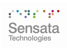 Sensata Technologies logo with gray text and multicolored dots above it