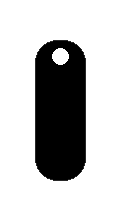 Black vertical oval icon with a small white circle near the top