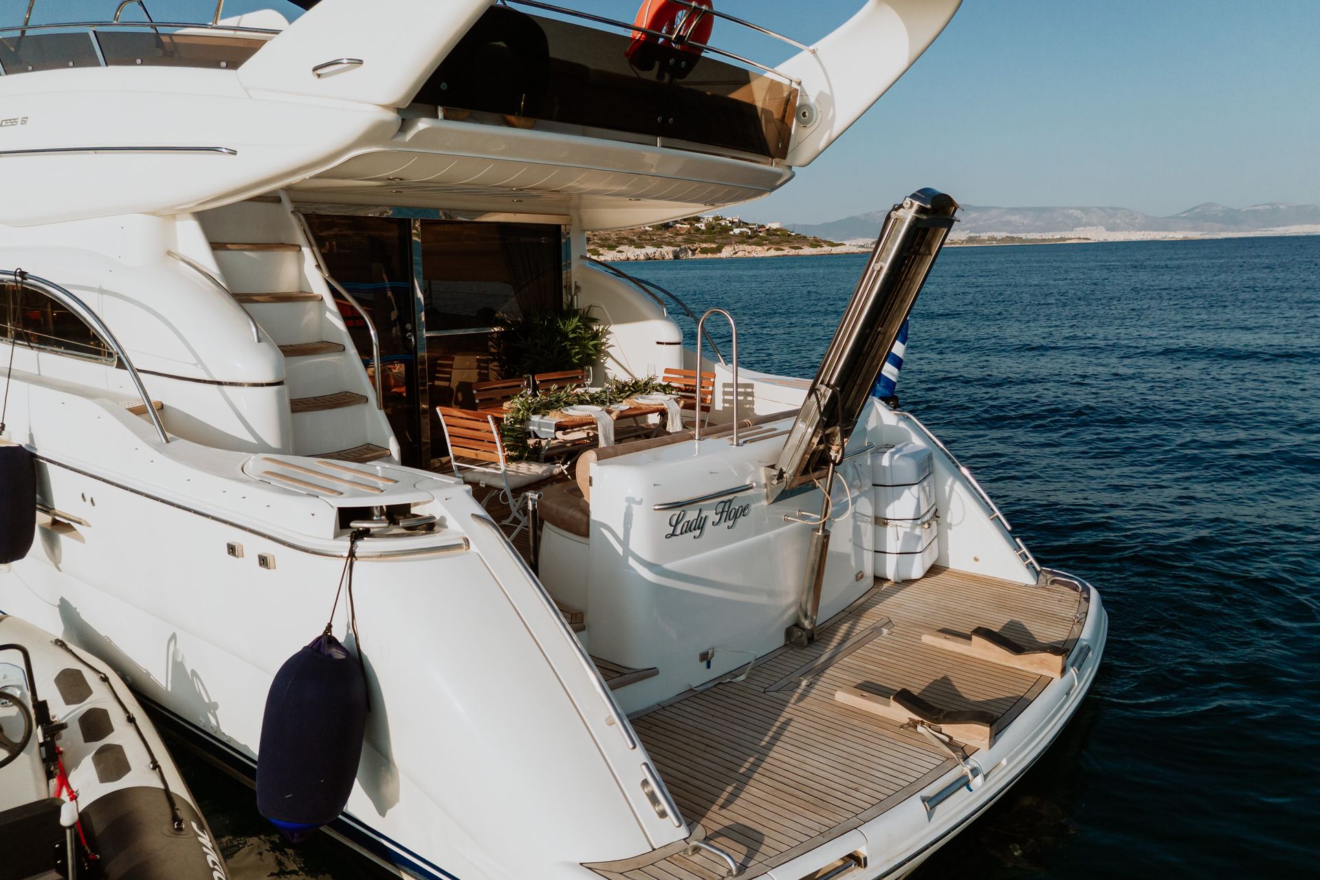 Lady Hope yacht anchored in a scenic coastal bay