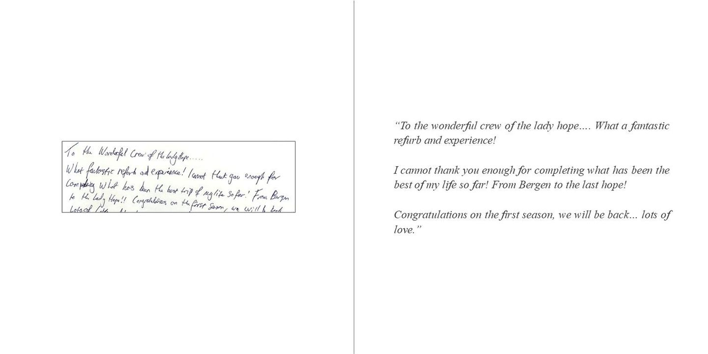 Guest appreciation book onboard a private charter yacht