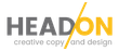 A logo for headon creative copy and design