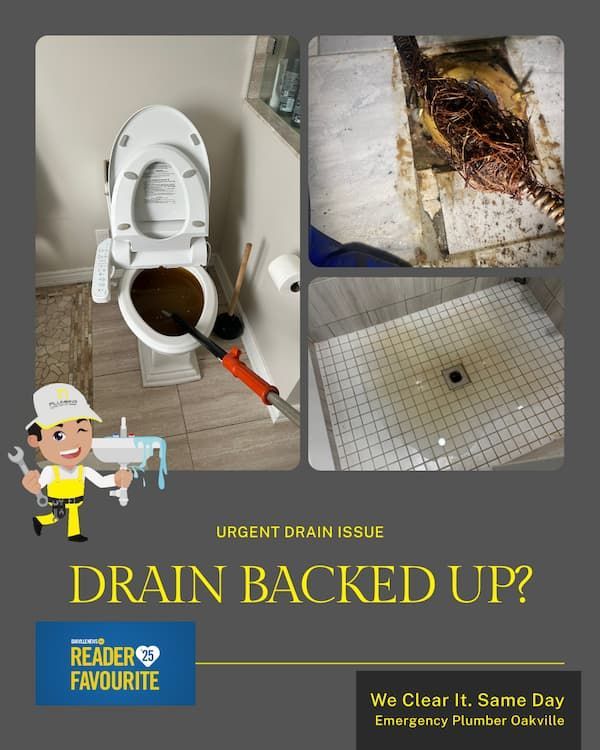 Drain backed up in Oakville - emergency plumber called for same day sewer backup repair service