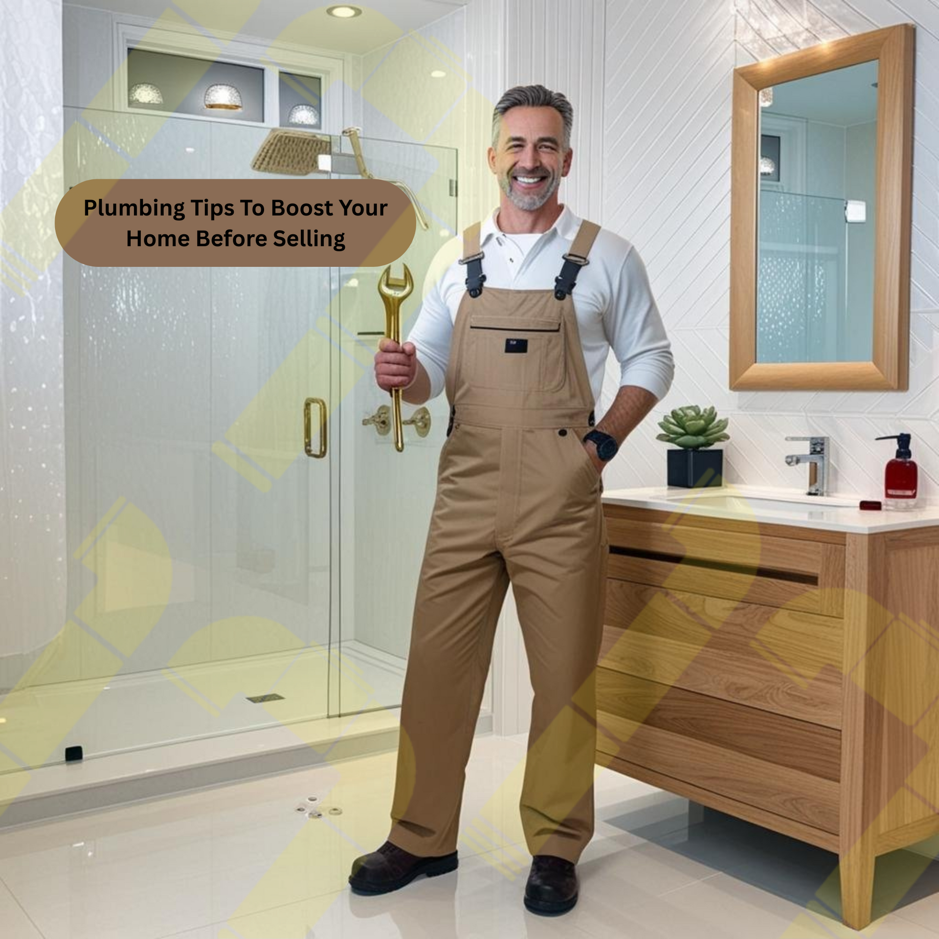 A Plumber in a bathroom holding a wrench in Oakville