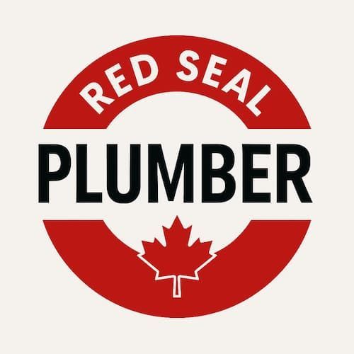 Red Seal Certified Plumber Oakville badge with maple leaf symbol