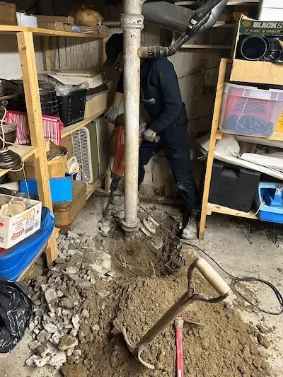basement excavation for sewer pipe repair oakville emergency plumbing underground