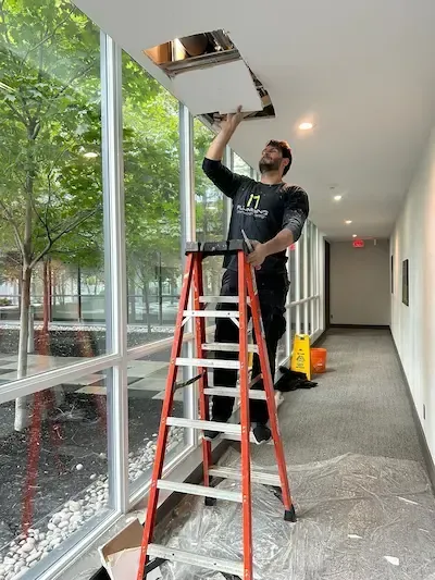 Emergency pipe repair in Oakville condominium building after water leak