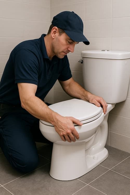 Emergency toilet repair in Oakville by licensed 24 hour plumber fixing running and leaking toilet