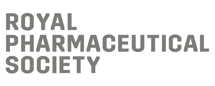 The logo for the royal pharmaceutical society is gray and white.