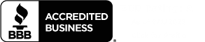 a black and white logo for an accredited business