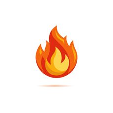 Stylized orange and yellow flame icon on a white background