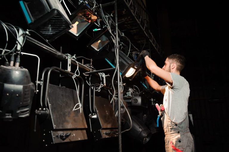 man Stage Lighting Testing