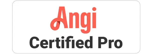 Angi Certified Pro badge, red Angi logo above black text.