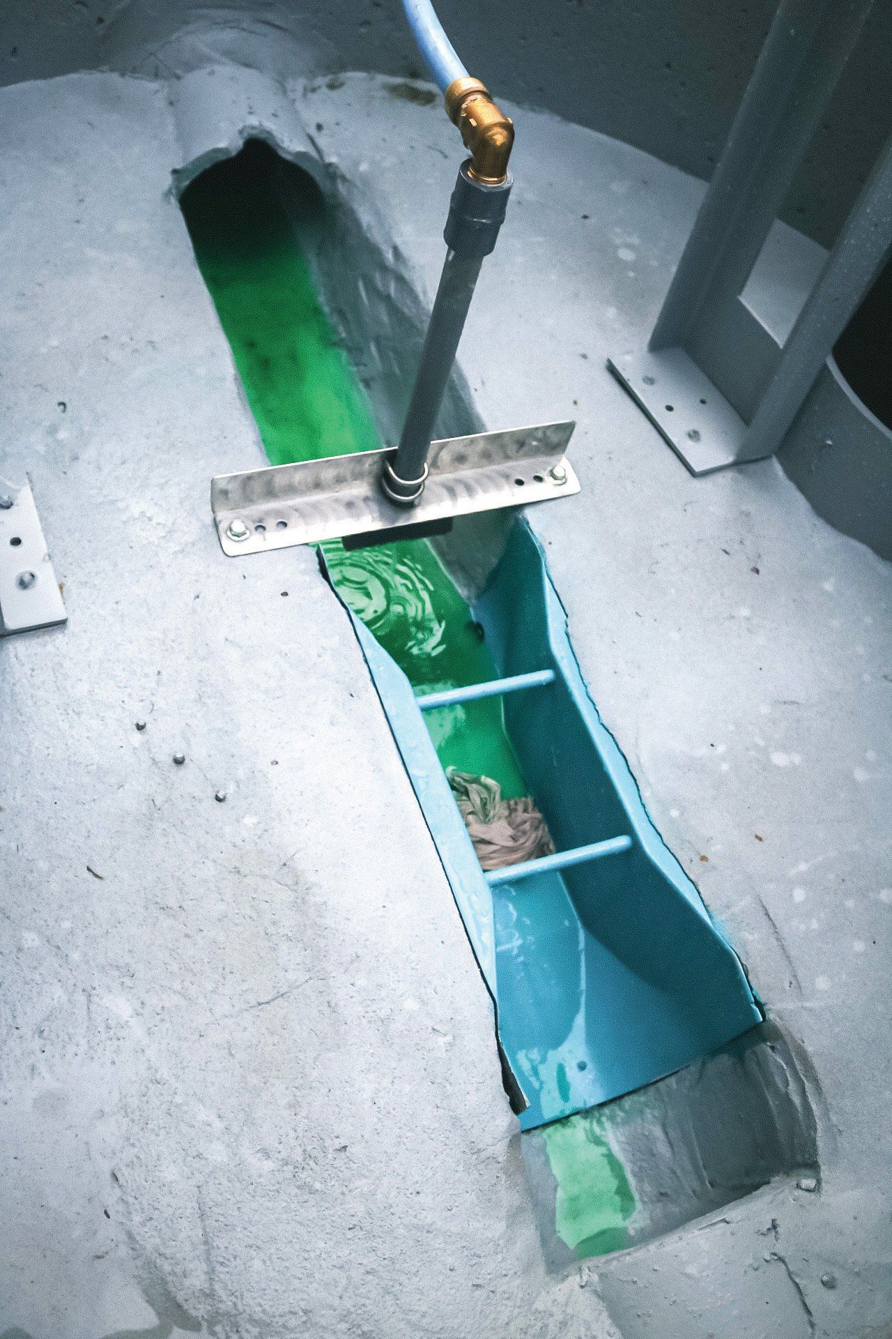 Flume flusher in action.