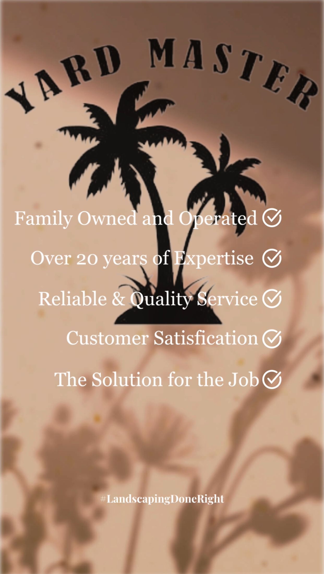 A yard master sign with two palm trees on it