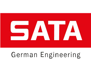 Un logo rouge et blanc pour l'ingénierie allemande SATA